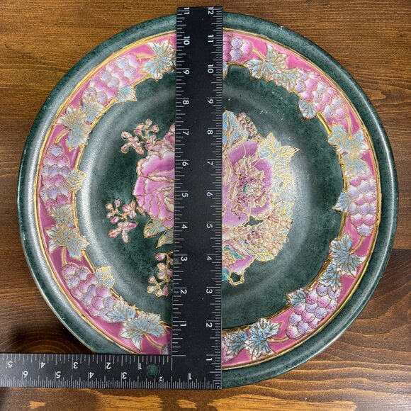 Vintage Famille Rose Style Plate Pink Peony & Grape Floral Charger for Wall - Picture 11 of 11